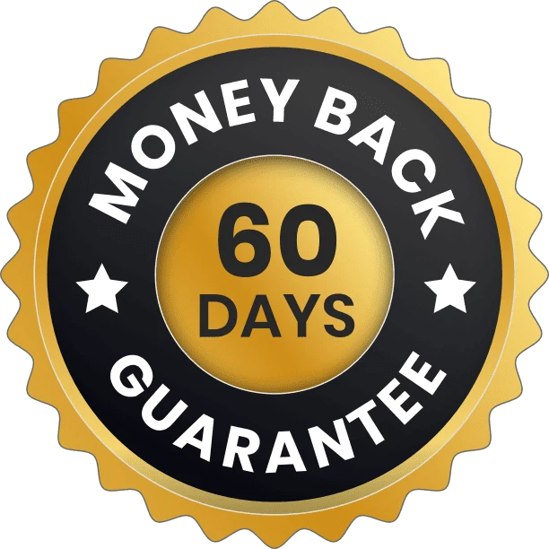 GlycoFortin 60-day money back guarantee badge in gold and black