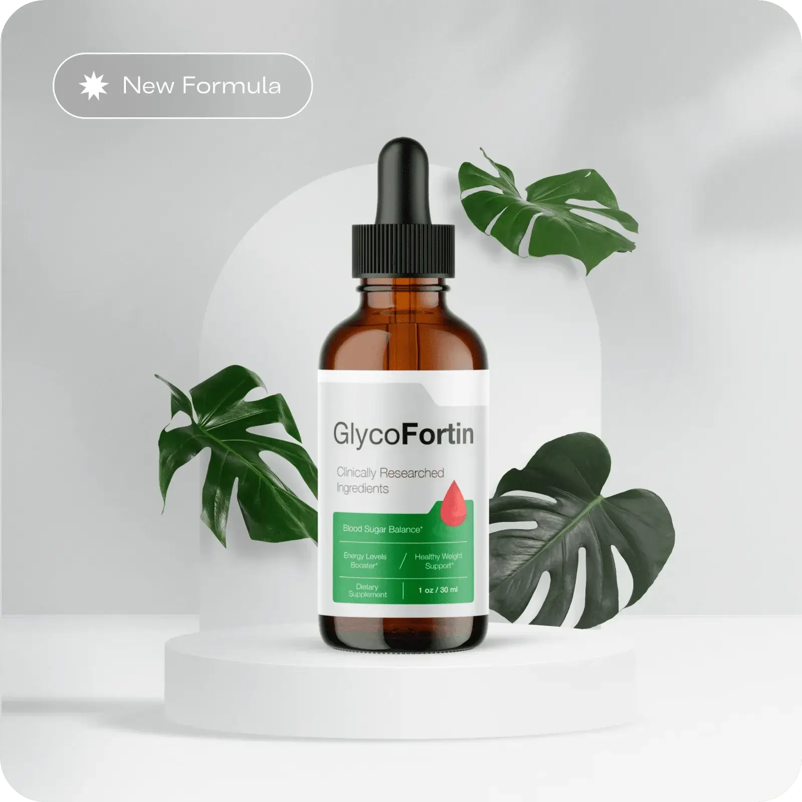 GlycoFortin liquid dietary supplement for blood sugar balance, energy boost, and liver health support